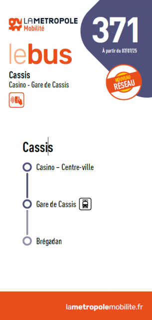 Bus route 371: Cassis SNCF station - Centre Ville (Casino de Jeux)