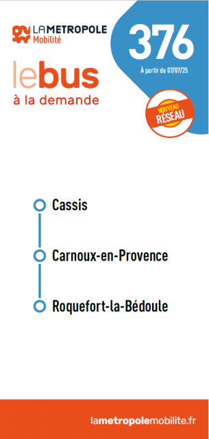 Bus à la demande ligne 376: Cassis - Carnoux - Roquefort la Bédoule