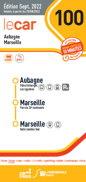 Schedules bus line 100 Aubagne - Marseille