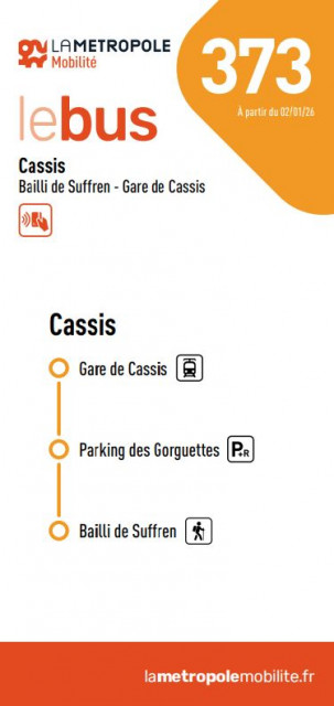 Horaires bus 373 Gare - Parking Gorguettes - Bailli de Suffren