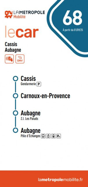 Horaires bus 68 Cassis - Carnoux - Aubagne